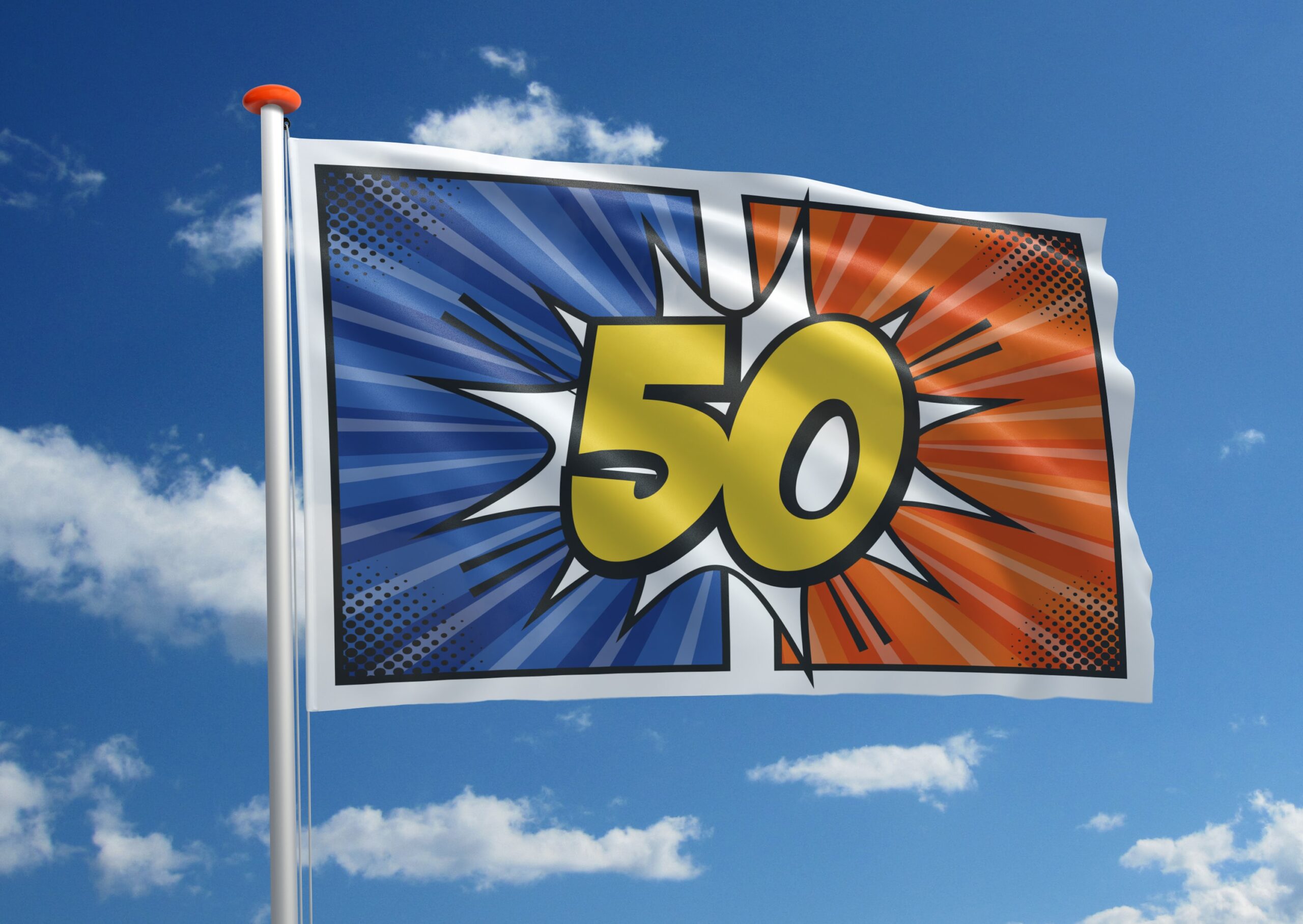 speelgoed Scheiden Tub 50 jaar geworden? Vier uw verjaardag met deze unieke verjaardagsvlag!