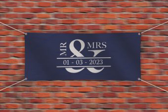 Huwelijksspandoek Mr & Mrs