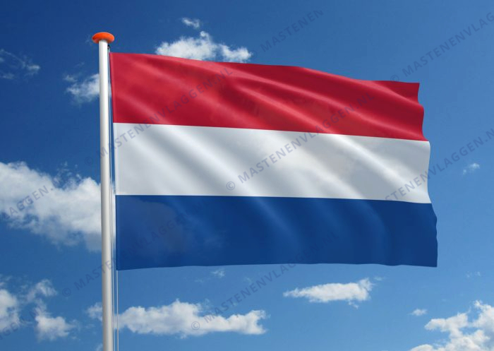 Nederlandse vlag rood, wit, blauw horizontaal