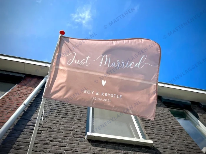 Huwelijksvlag: Just Married + Namen